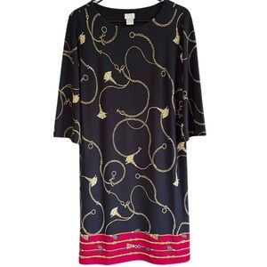 EUC Chico’s Chain And Tassel Print Shift Dress Size Medium 8 - 10